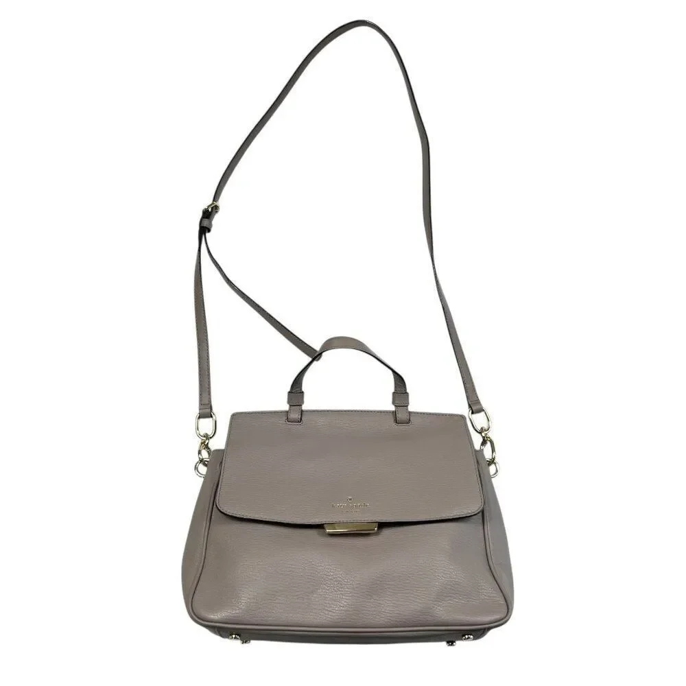 Kate Spade Rae Robinson Lane City Scape Leather Crossbody Satchel Grey